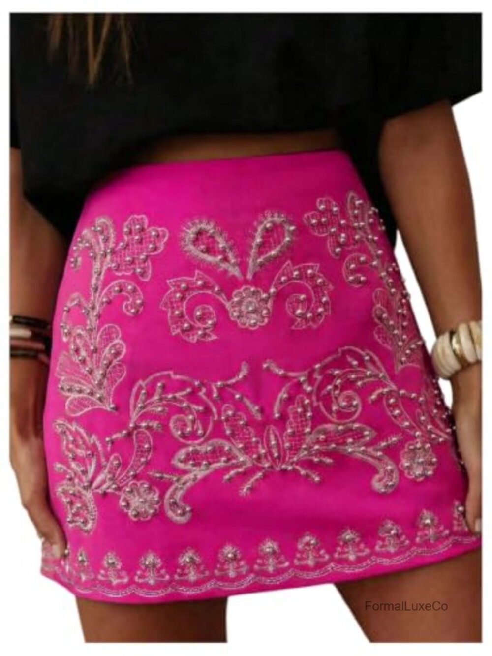 Women's Western Boho Embroidered A Line Mini Skirt High Rise